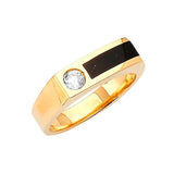 White CZ and Onyx Mens Ring in 14K Gold