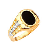 Onyx Mens Ring in 14K Two-Tone Gold