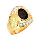 White CZ and Onyx Mens Ring in 14K Gold