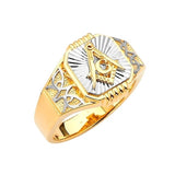 Masonic Mens Ring in 14K Two-Tone Gold