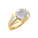 White CZ Micro-Pave Mens Ring in 14K Two-Tone Gold