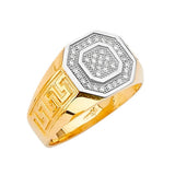 White CZ Micro-Pave Mens Ring in 14K Two-Tone Gold
