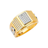 White CZ Micro-Pave Mens Ring in 14K Two-Tone Gold