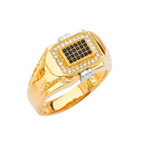 Black & White CZ Micro-Pave Mens Ring in 14K Two-Tone Gold
