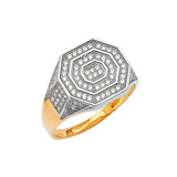 White CZ Micro-Pave Mens Ring in 14K Two-Tone Gold