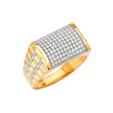 White CZ Micro-Pave Mens Ring in 14K Two-Tone Gold