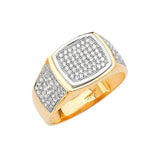 White CZ Micro-Pave Mens Ring in 14K Two-Tone Gold