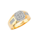 White CZ Micro-Pave Mens Ring in 14K Two-Tone Gold