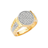 White CZ Micro-Pave Mens Ring in 14K Two-Tone Gold
