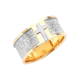 Cross Mens Ring in 14K Two-Tone Gold