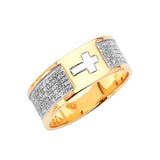Cross Mens Ring in 14K Two-Tone Gold