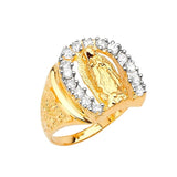 White CZ Guadalupe Mens Ring in 14K Two-Tone Gold