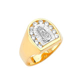 White CZ Guadalupe Mens Ring in 14K Two-Tone Gold