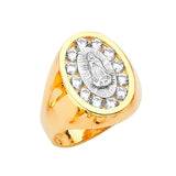 White CZ Guadalupe Mens Ring in 14K Two-Tone Gold