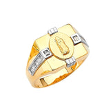 White CZ Guadalupe Mens Ring in 14K Two-Tone Gold