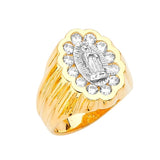 White CZ Guadalupe Mens Ring in 14K Two-Tone Gold
