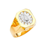 White CZ Guadalupe Mens Ring in 14K Two-Tone Gold