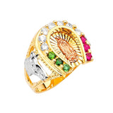 Multi-Color CZ Guadalupe Mens Ring in 14K Two-Tone Gold