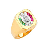 Multi-Color CZ Guadalupe Mens Ring in 14K Two-Tone Gold