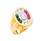 Multi-Color CZ Guadalupe Mens Ring in 14K Two-Tone Gold