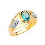 Blue CZ Guadalupe Mens Ring in 14K Two-Tone Gold
