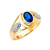 Blue CZ Guadalupe Mens Ring in 14K Two-Tone Gold