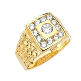 White CZ Mens Ring in 14K Gold