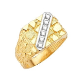 White CZ Mens Ring in 14K Two-Tone Gold