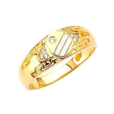 White CZ Mens Ring in 14K Two-Tone Gold