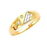 White CZ Mens Ring in 14K Two-Tone Gold