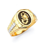 Onyx Scorpion Mens Ring in 14K Two-Tone Gold