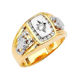 White CZ Scorpion Mens Ring in 14K Two-Tone Gold