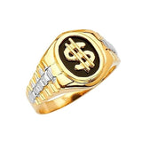 Onyx Symbols Mens Ring in 14K Two-Tone Gold