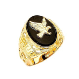 Onyx Eagle Mens Ring in 14K Gold