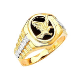 Onyx Eagle Mens Ring in 14K Two-Tone Gold