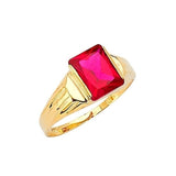 Red CZ Mens Ring in 14K Gold