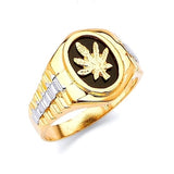 Onyx Marijuana Mens Ring in 14K Two-Tone Gold