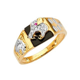 White CZ and Onyx Mens Ring in 14K Two-Tone Gold