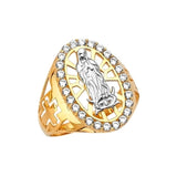 White CZ Guadalupe Mens Ring in 14K Two-Tone Gold