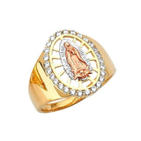 White CZ Guadalupe Mens Ring in 14K Tri-Color Gold