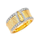 White CZ Guadalupe Mens Ring in 14K Two-Tone Gold