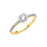 White CZ Ladies Ring in 14K Two-Tone Gold