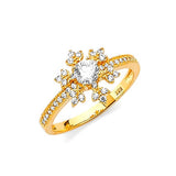 White CZ Center-Stone Ladies Ring in 14K Gold