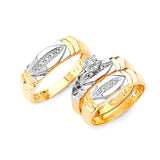 0.3 Carat Diamond Three-Piece High-Polish Wedding Ring in 14K Two-Tone Gold