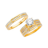 White CZ Three-Piece Pave Wedding Ring in 14K Gold
