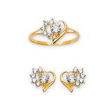#14073 - White CZ Heart Girls Two-Piece Set in 14K Gold