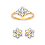 #14075 - White CZ Flower Girls Two-Piece Set in 14K Gold