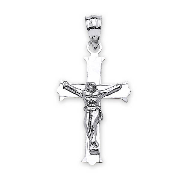 #16009 - Crucifix Pendant in 14K White Gold