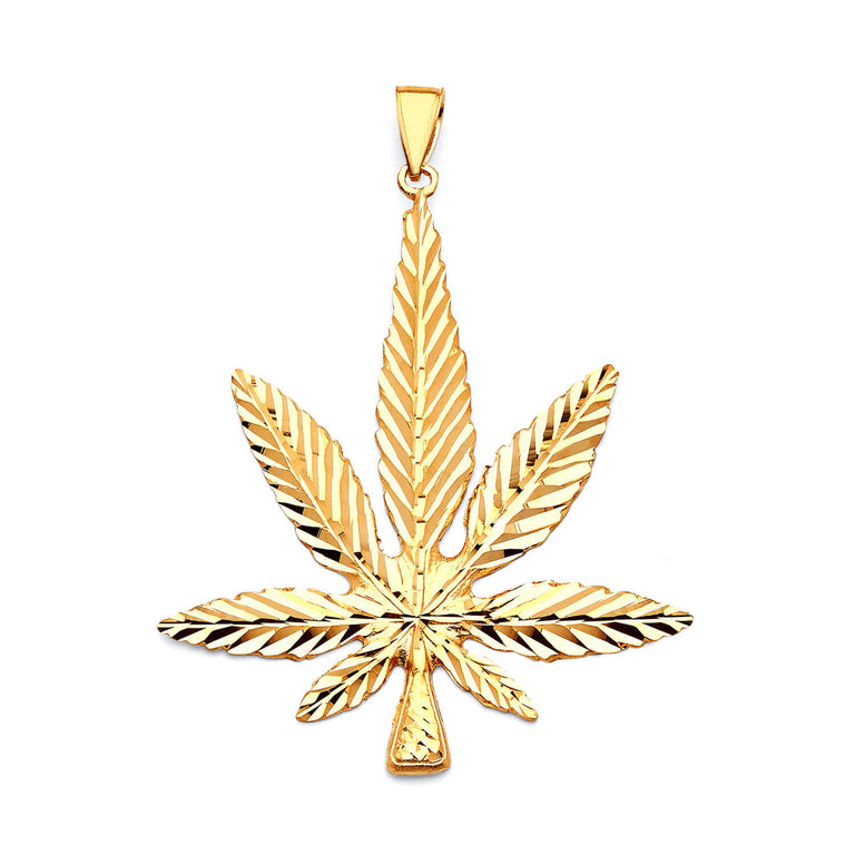 #16055 - Marijuana Mens Pendant in 14K Gold