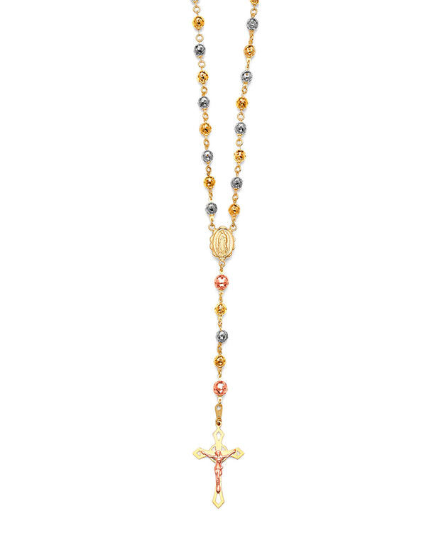 #16484 -  Crucifix Five-Decade Rosary Necklace in 14K Tri-Color Gold